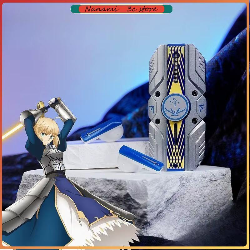 Fone de Ouvido Bluetooth Fate Stay Night Saber Avalon TWS com Efeito de Luz RGB, Carregamento e Fidget Spinner, Semi-...