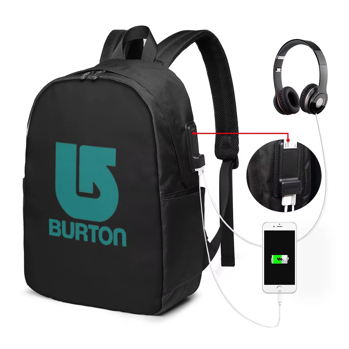 Mochila Esportiva Burton para Snowboard, Viagem, Notebook, Computador, Estudantes Universitários, Escolar, Bolsa de O...