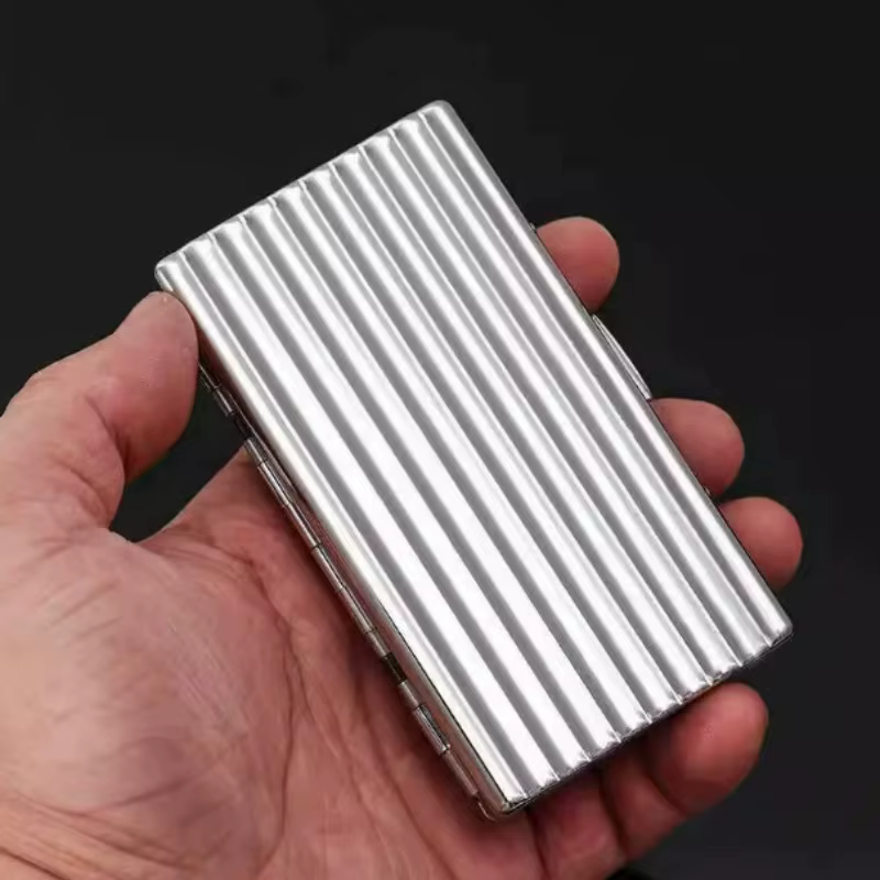 Estojo de Cigarros Metálico Slim com Capacidade para 20, Design com Slot para Cartão, Armazenamento Seguro, Anti-choq...
