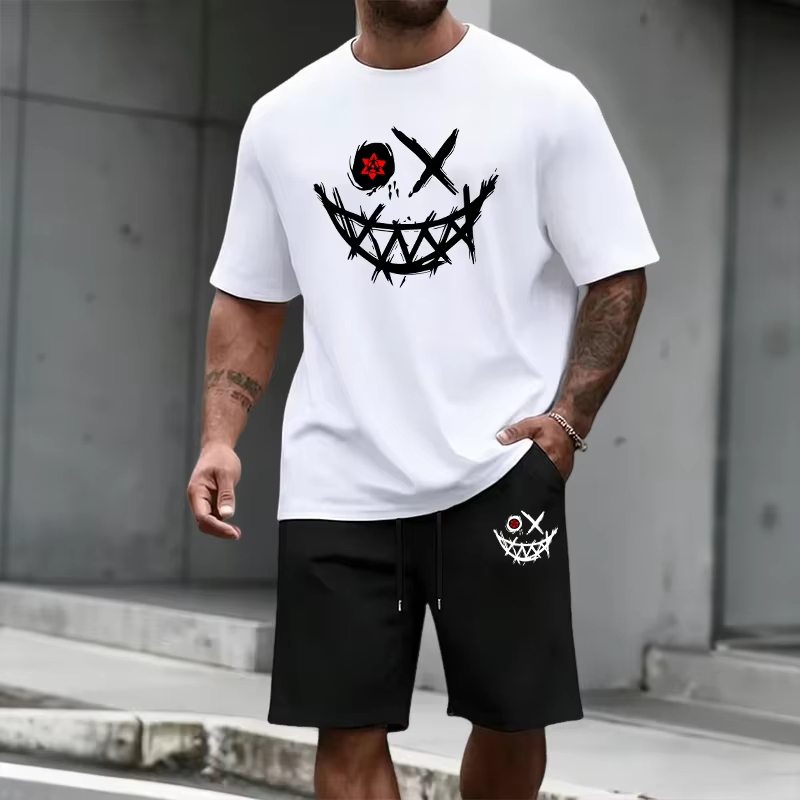 Conjunto Masculino Verão 2026: Camiseta e Shorts Urbanos Casuais de Manga Curta – Moda Streetwear Confortável para Ca...