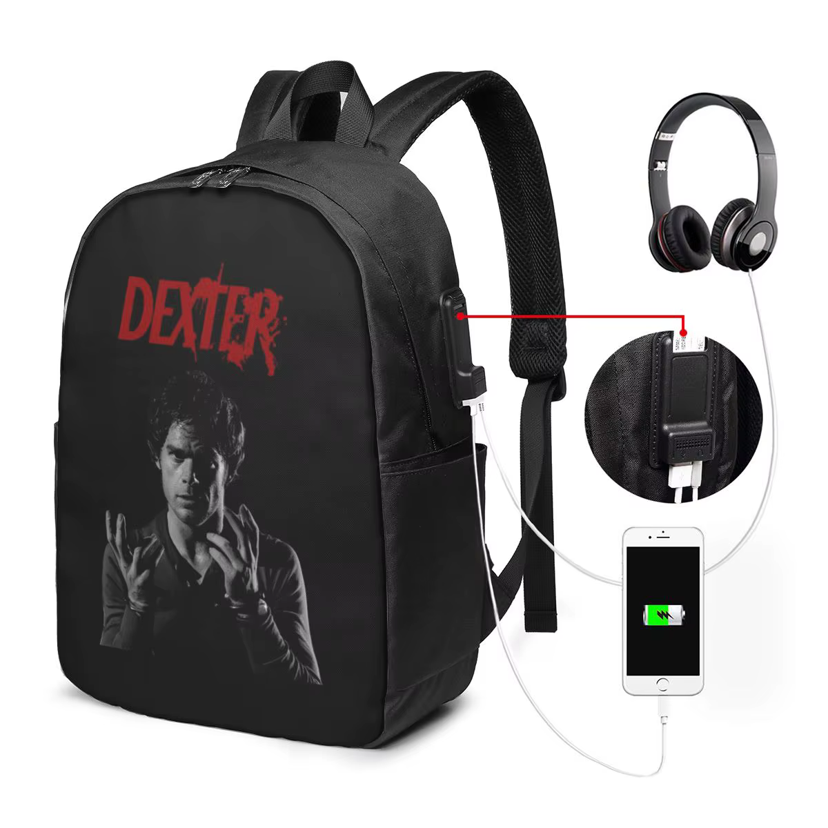 Mochila Dexter Morgan para viagem, bolsa para notebook, bolsa escolar para estudantes universitários, bolsa de ombro...