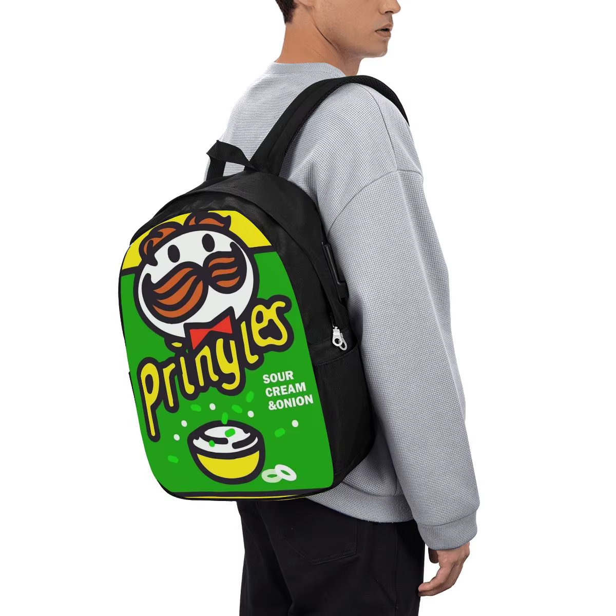 Mochila Pringles com Estampa de Batata Frita, Bolsa de Viagem para Notebook, Mochila Escolar para Estudantes Universi...