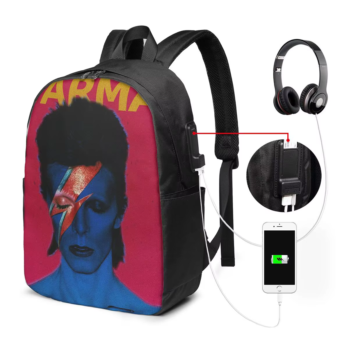 Mochila Davids Bowied para viagem, bolsa para notebook, bolsa escolar para estudantes universitários, bolsa de ombro...