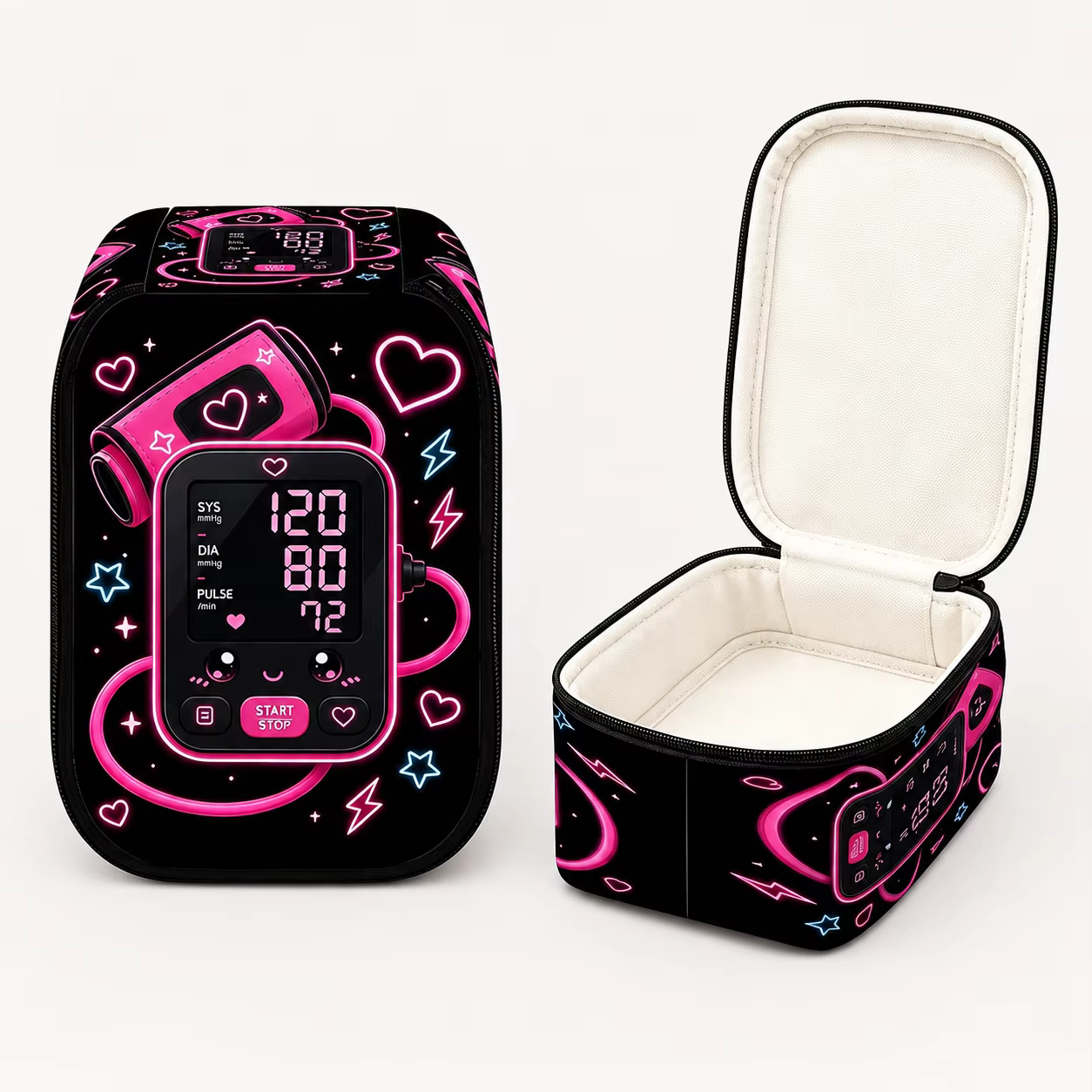 Bolsa de Armazenamento para Monitor de Pressão Arterial com Estampa Neon, Estojo Protetor para Equipamentos Médicos e...