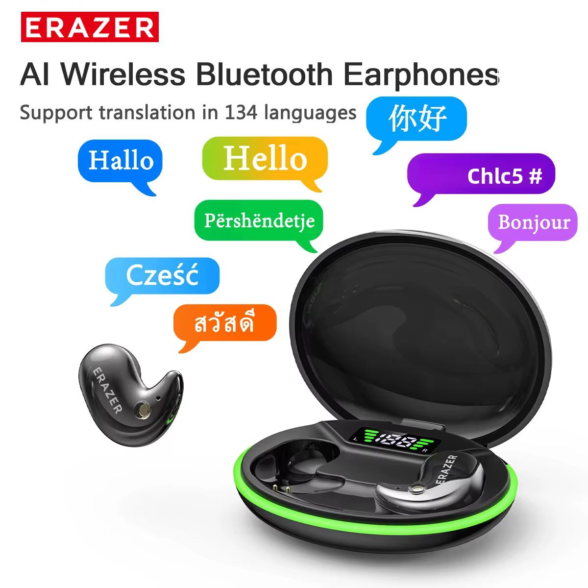 Fones de Ouvido Bluetooth Intra-auriculares EARZER XF58 com Microfone, Fones de Ouvido Tradutores, Fones de Ouvido Se...