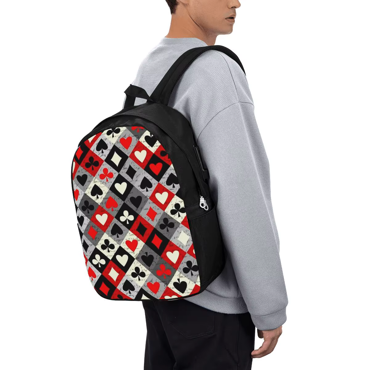 Mochila para Notebook com Estampa de Cartas de Poker, Bolsa de Viagem para Computador, Mochila Escolar para Estudante...