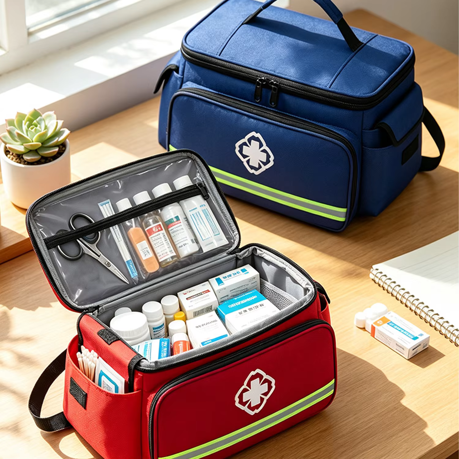 1 unidade – Kit de primeiros socorros portátil de grande capacidade, para uso em carros, em situações de emergência,...