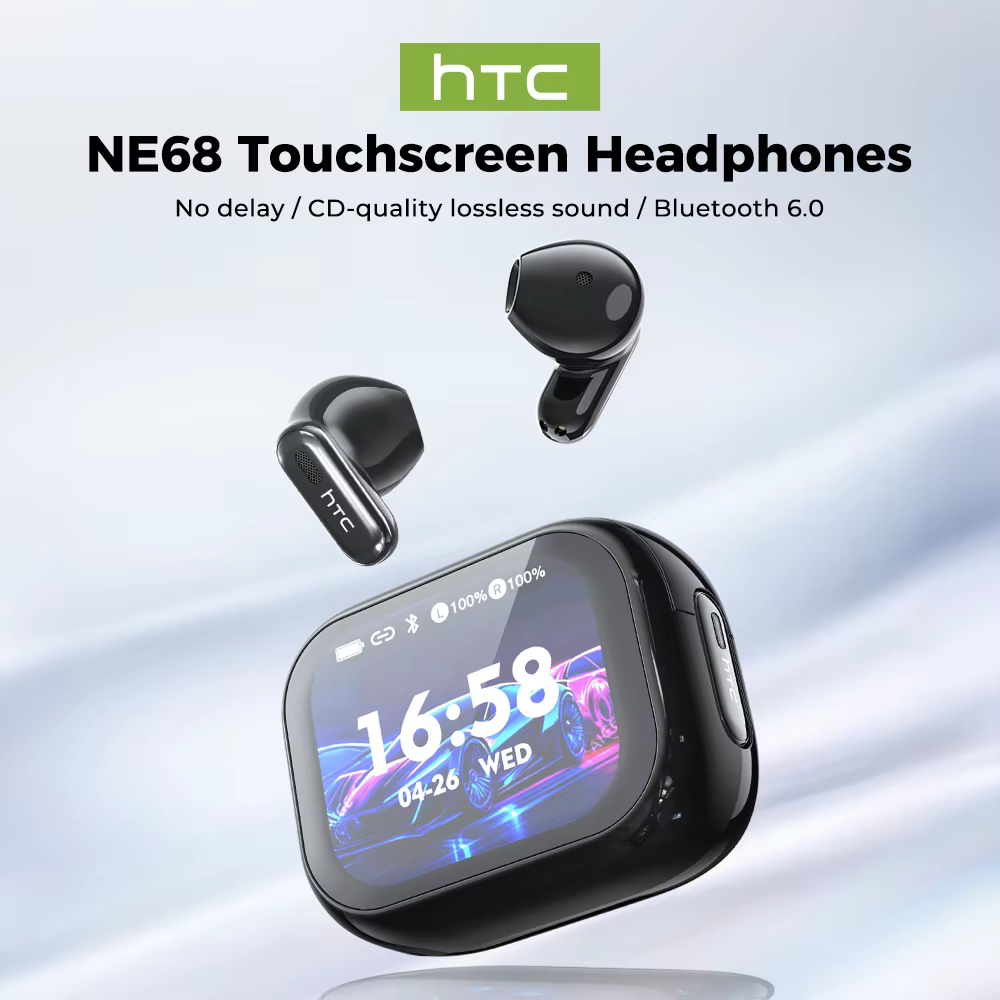 Fones de Ouvido Bluetooth Sem Fio HTC NE68 com Microfone, Tradutor AI, Som HiFi, Redução de Ruído, Compatível com IOS...