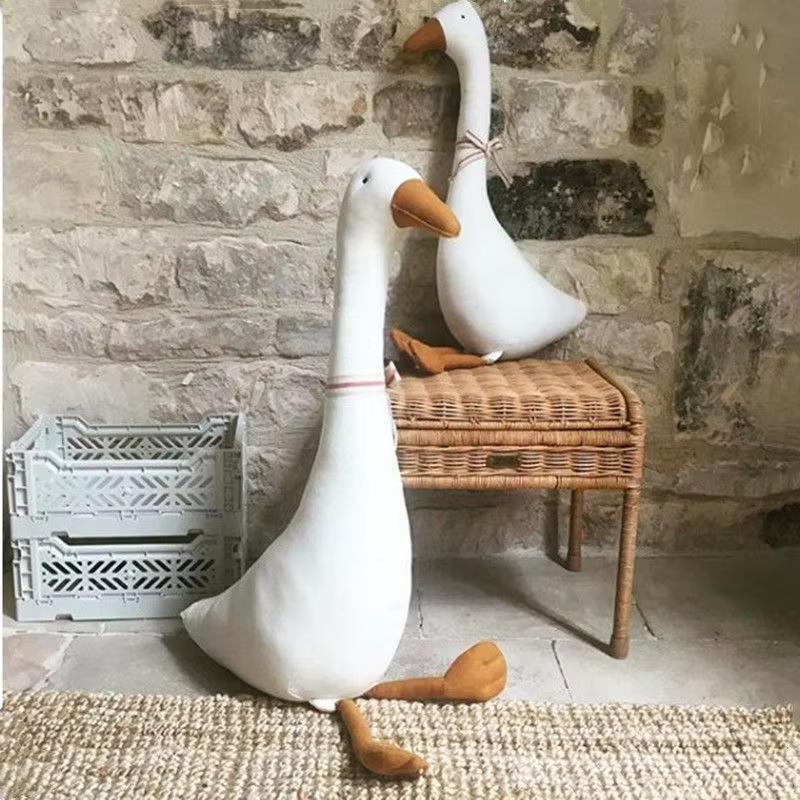 Boneca de ganso de pano elegante – brinquedo de arte de tecido feito à mão para decoração de casa, presente de berçár...