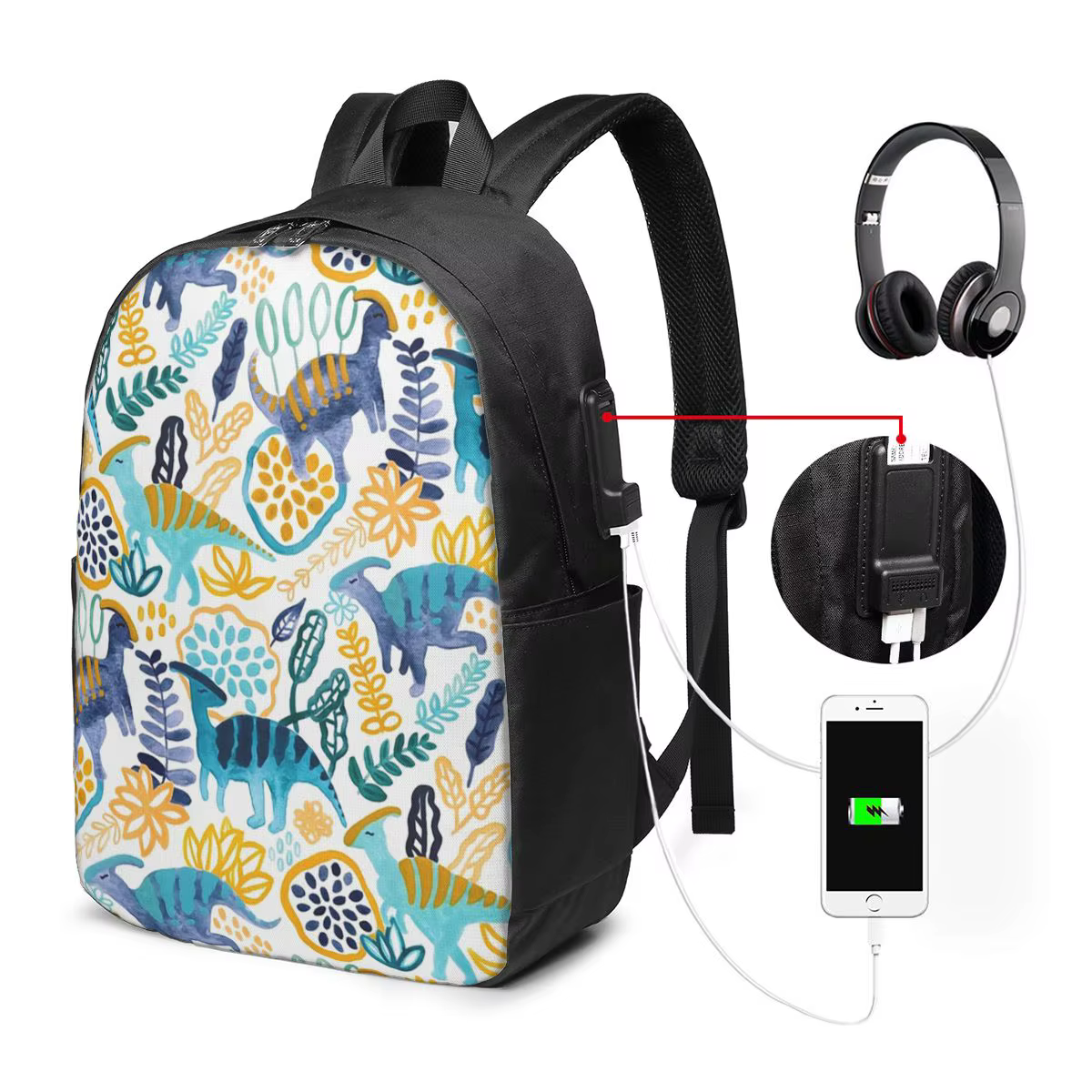 Mochila Gouache Parasaurolophuses para viagem, bolsa para notebook, bolsa escolar para estudantes universitários, bol...