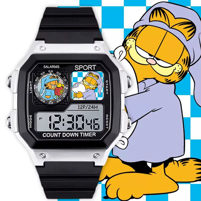 Relógio eletrônico fofo do Garfield para estudantes, relógio kawaii para meninos e meninas, relógio casual esportivo...