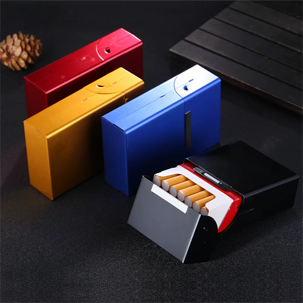 1 unidade de estojo para cigarros com capa dobrável e fecho magnético, 20 unidades de caixa de cigarros de alumínio r...