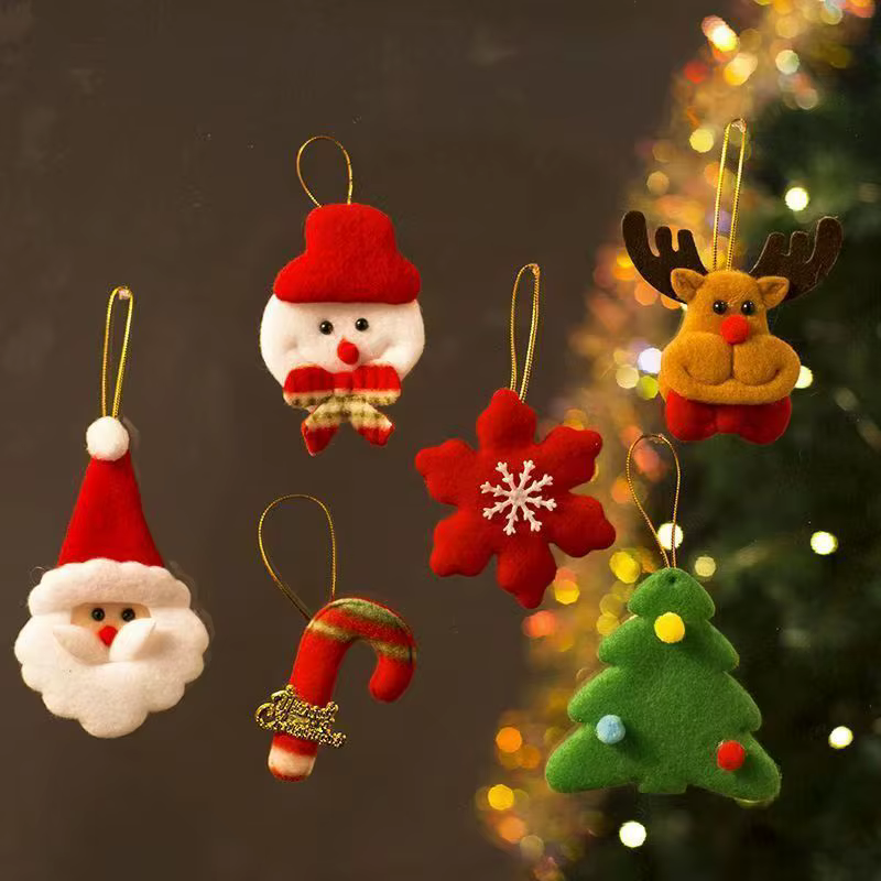 Enfeites de Natal em Pelúcia de Papai Noel e Árvore, 12 Peças, Lindos Pingentes para Pendurar, Decoração de Casa para...