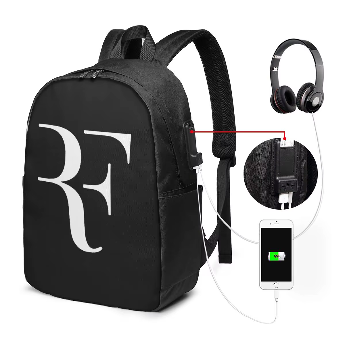 Mochila Roger Federer para viagem, bolsa para notebook, bolsa escolar para estudantes universitários, bolsa de ombro...