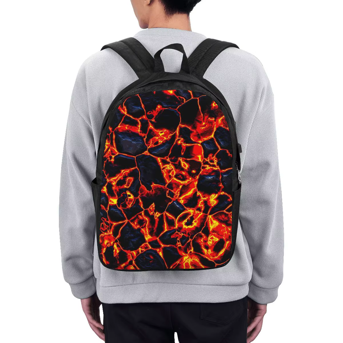 Mochila de Viagem com Estampa de Vulcão e Lava, Bolsa para Notebook, Mochila Escolar para Estudantes Universitários,...