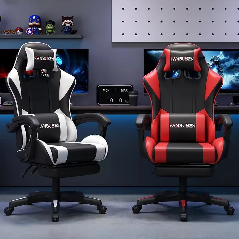 Cadeira de Jogo Ergonômica para Uso em Computador, Cadeira de Escritório Reclinável com Altura Ajustável para Casa, D...